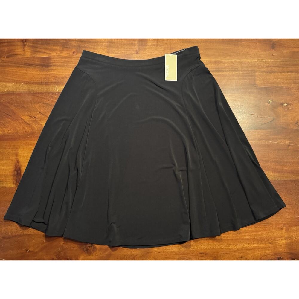 Michael Kors Women’s Black Pull On Stretch Flowy A-line Skirt Sz L - NEW